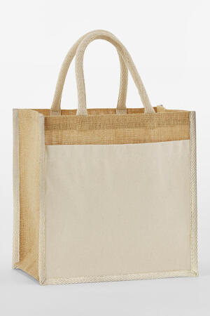 Cotton Pocket Natural Starched Jute Midi Tote