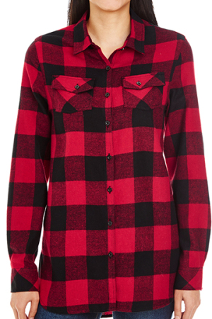 Women`s Woven Plaid Flannel Shirt