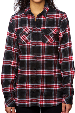 Women`s Woven Plaid Flannel Shirt