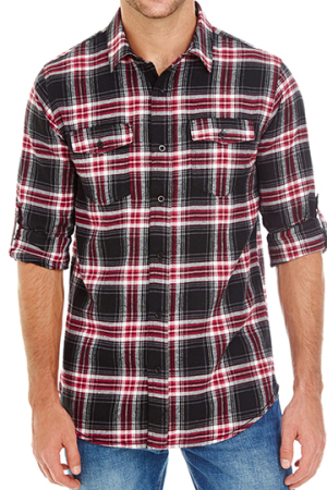 Woven Plaid Flannel Shirt