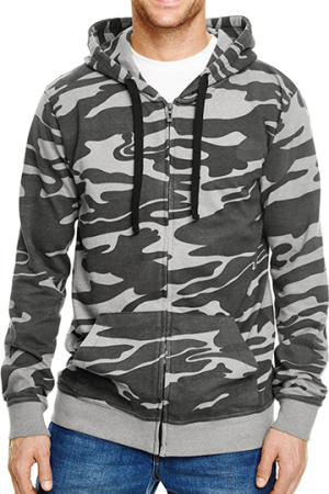 Full Zip Camo Hooded Fleece Jacket