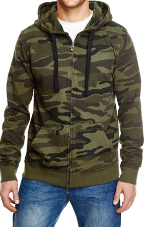 Full Zip Camo Hooded Fleece Jacket