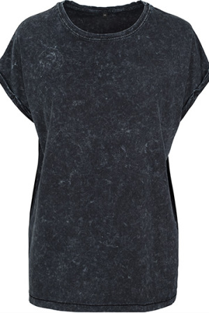 Ladies Acid Washed Extended Shoulder Tee