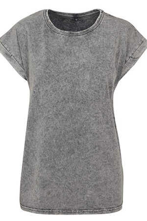 Ladies Acid Washed Extended Shoulder Tee