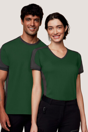 Damen-V-Shirt Contrast Performance