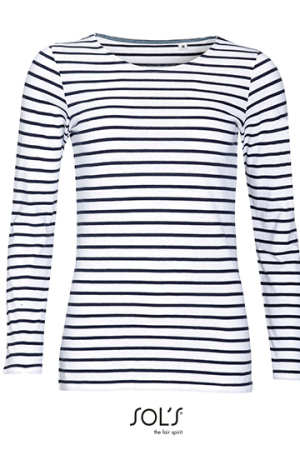 Women´s Long Sleeve Striped T-Shirt Marine