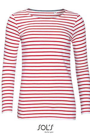 Women´s Long Sleeve Striped T-Shirt Marine