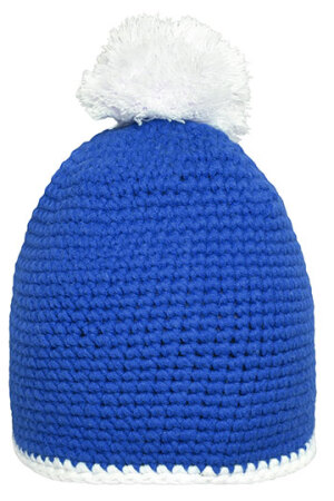 Pompon Hat With Contrast Stripe