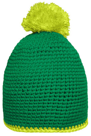 Pompon Hat With Contrast Stripe