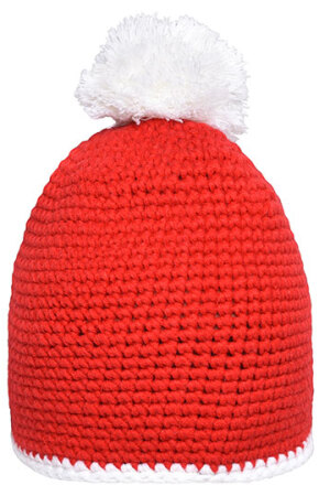 Pompon Hat With Contrast Stripe