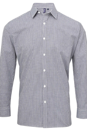 Mens Microcheck (Gingham) Long Sleeve Shirt