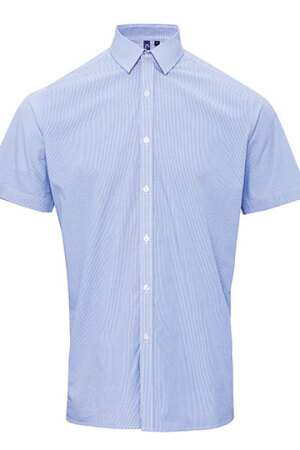 Mens microcheck (Gingham) Short Sleeve Shirt Cotton