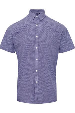 Mens microcheck (Gingham) Short Sleeve Shirt Cotton