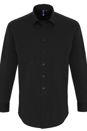 Mens Stretch Fit Poplin Long Sleeve Cotton Shirt