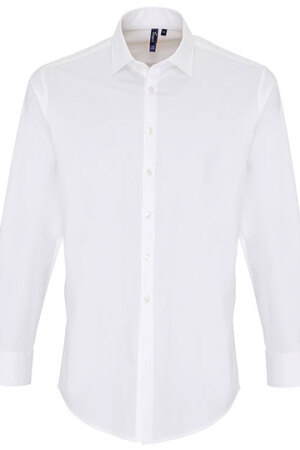 Mens Stretch Fit Poplin Long Sleeve Cotton Shirt