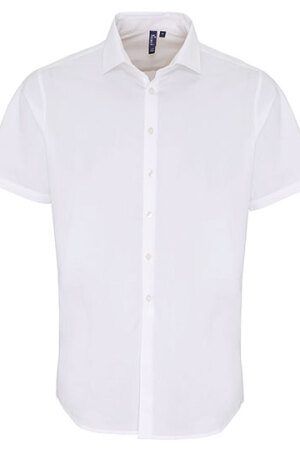 Mens Stretch Fit Cotton Poplin Short Sleeve Shirt