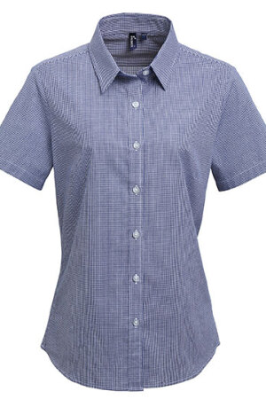 Ladies Microcheck (Gingham) Short Sleeve Shirt Cotton