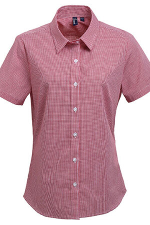 Ladies Microcheck (Gingham) Short Sleeve Shirt Cotton