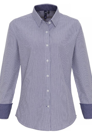 Ladies Cotton Rich Oxford Stripes Shirt