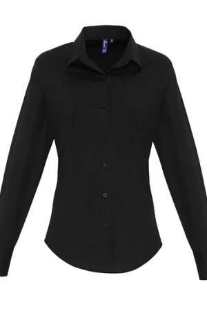 Ladies Stretch Fit Cotton Poplin Long Sleeve Shirt