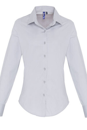 Ladies Stretch Fit Cotton Poplin Long Sleeve Shirt