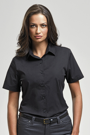 Ladies Stretch Fit Cotton Poplin Short Sleeve Shirt