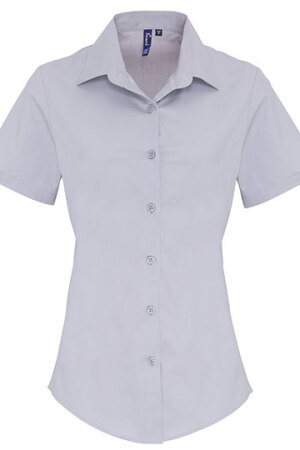 Ladies Stretch Fit Cotton Poplin Short Sleeve Shirt