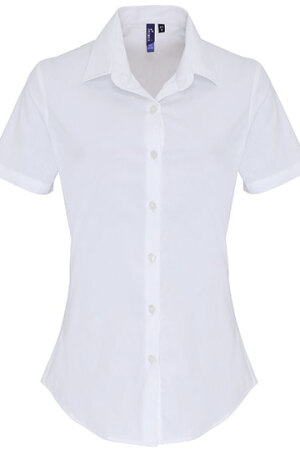 Ladies Stretch Fit Cotton Poplin Short Sleeve Shirt