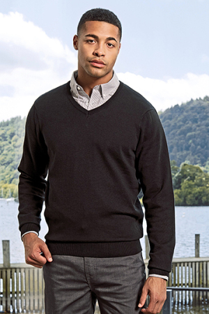 Mens V-Neck Knitted Sweater