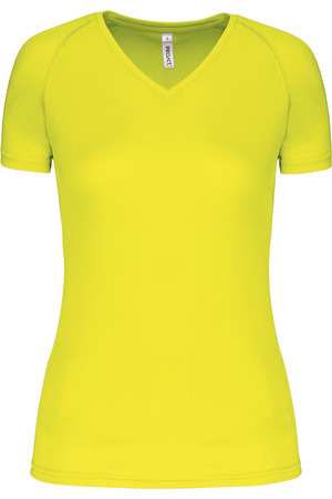 Damen Kurzarm-Sportshirt mit V-Ausschnitt