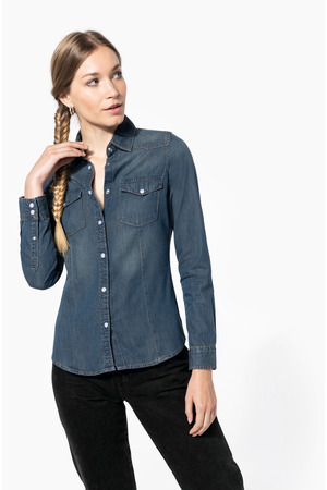 DAMEN DENIM-HEMD LANGARM