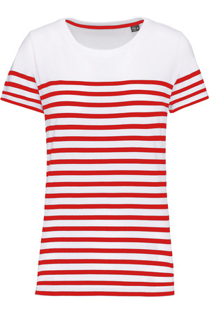 T-Shirt im Marine-Stil mit Rundhalsausschnitt Bio Damen