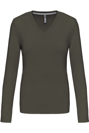 Ladies' long sleeve V-neck T-shirt