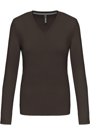 Ladies' long sleeve V-neck T-shirt