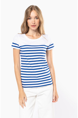 T-Shirt im Marine-Stil mit Rundhalsausschnitt Bio Damen