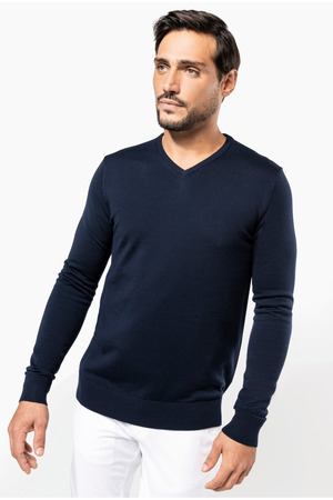 Merino-Herrenpullover mit V-Ausschnitt