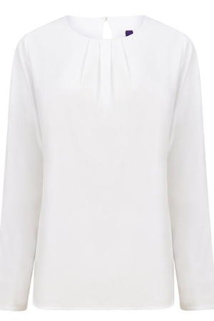 Ladies Pleat Front Long Sleeved Blouse